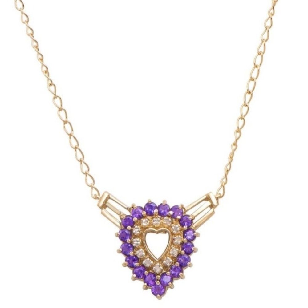 Diamond & Amethyst Heart Necklace